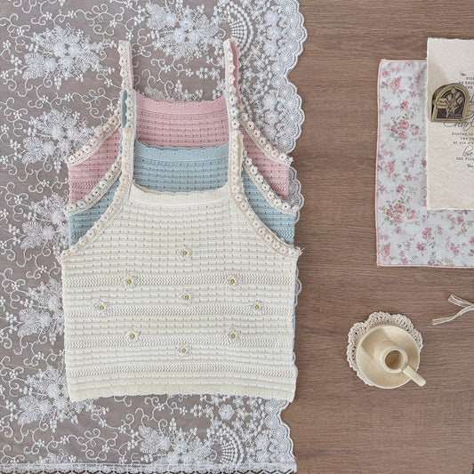 タンクトップ・キャミソール・ノースリーブトップス フラワー刺繍キャミソールトップス【mh0010423】