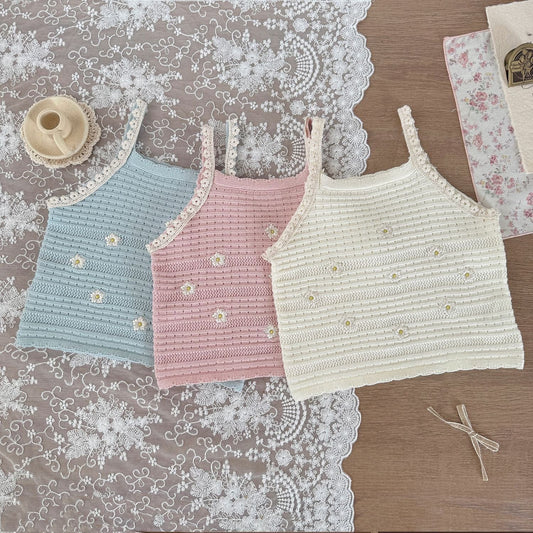 タンクトップ・キャミソール・ノースリーブトップス フラワー刺繍キャミソールトップス【mh0010423】