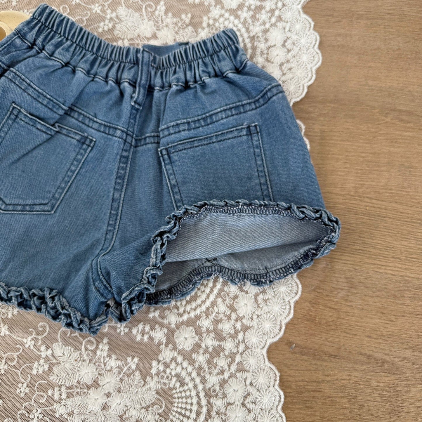 ハーフパンツ・ショートパンツ フリルエッジデニムショートパンツ【mh0010427】