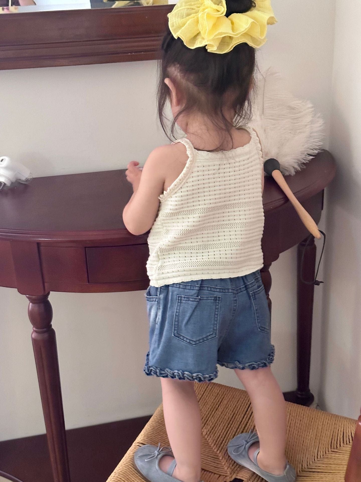 ハーフパンツ・ショートパンツ フリルエッジデニムショートパンツ【mh0010427】