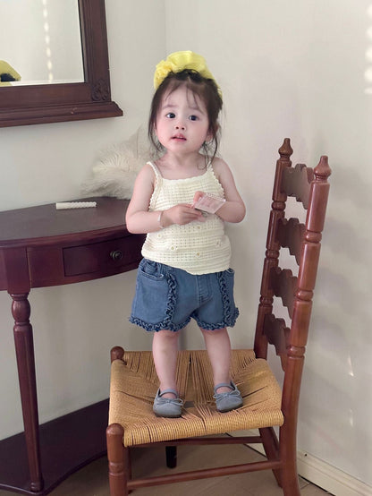 ハーフパンツ・ショートパンツ フリルエッジデニムショートパンツ【mh0010427】