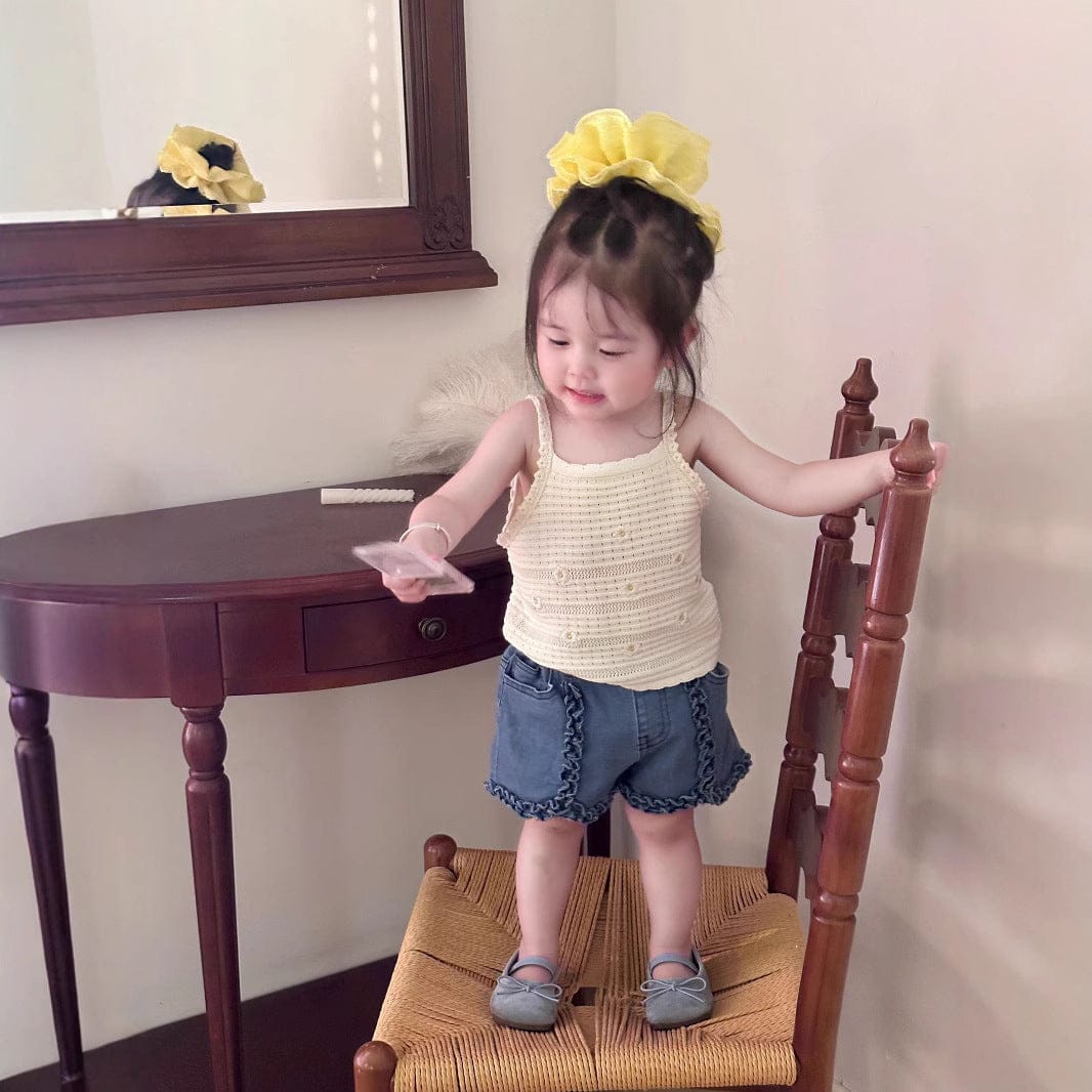 ハーフパンツ・ショートパンツ フリルエッジデニムショートパンツ【mh0010427】