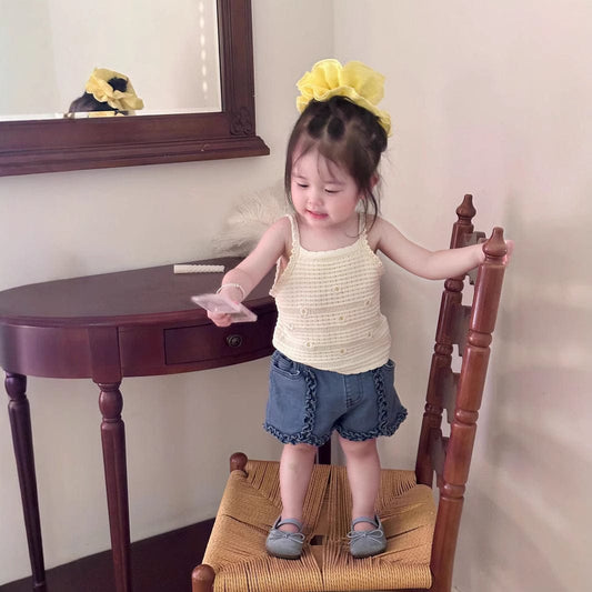 ハーフパンツ・ショートパンツ フリルエッジデニムショートパンツ【mh0010427】