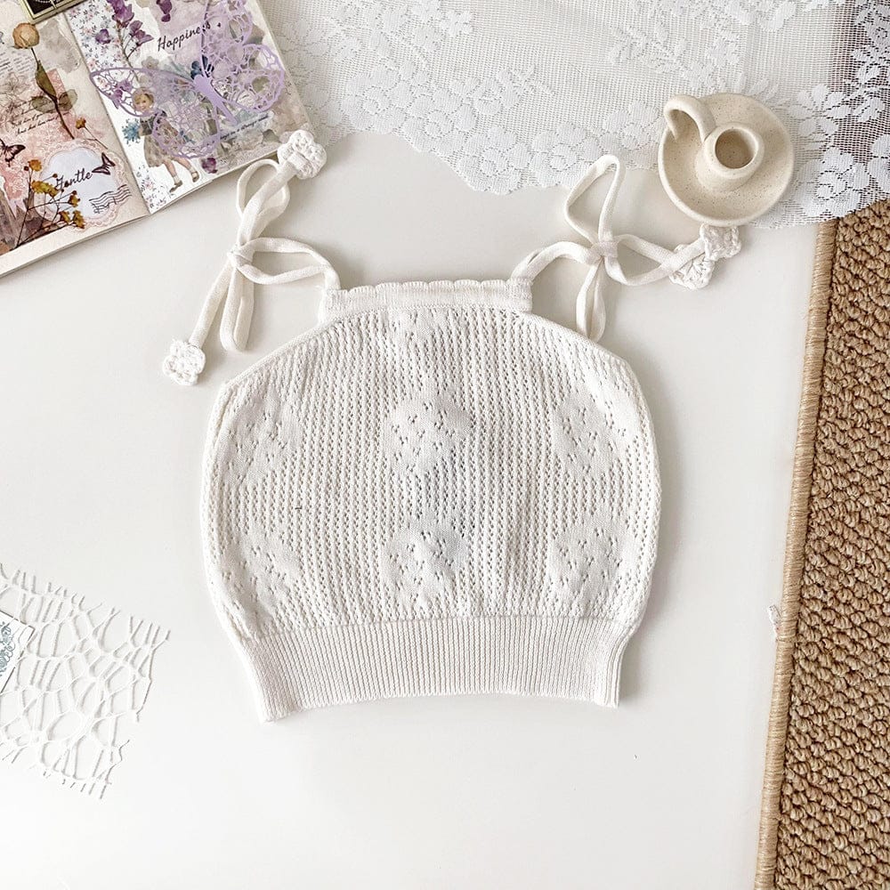 タンクトップ・キャミソール・ノースリーブトップス いちご刺繍キャミソールニットトップス【mh0010432】