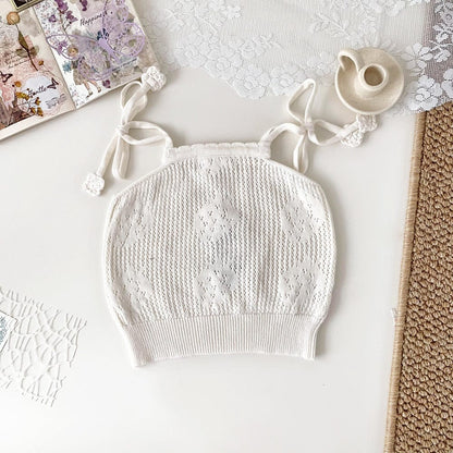 タンクトップ・キャミソール・ノースリーブトップス いちご刺繍キャミソールニットトップス【mh0010432】