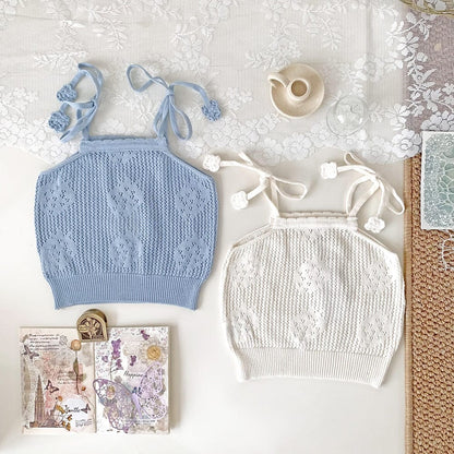 タンクトップ・キャミソール・ノースリーブトップス いちご刺繍キャミソールニットトップス【mh0010432】