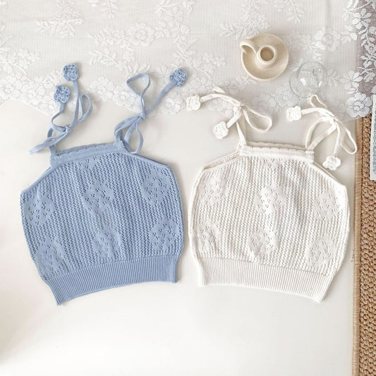 タンクトップ・キャミソール・ノースリーブトップス いちご刺繍キャミソールニットトップス【mh0010432】