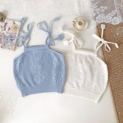 タンクトップ・キャミソール・ノースリーブトップス いちご刺繍キャミソールニットトップス【mh0010432】