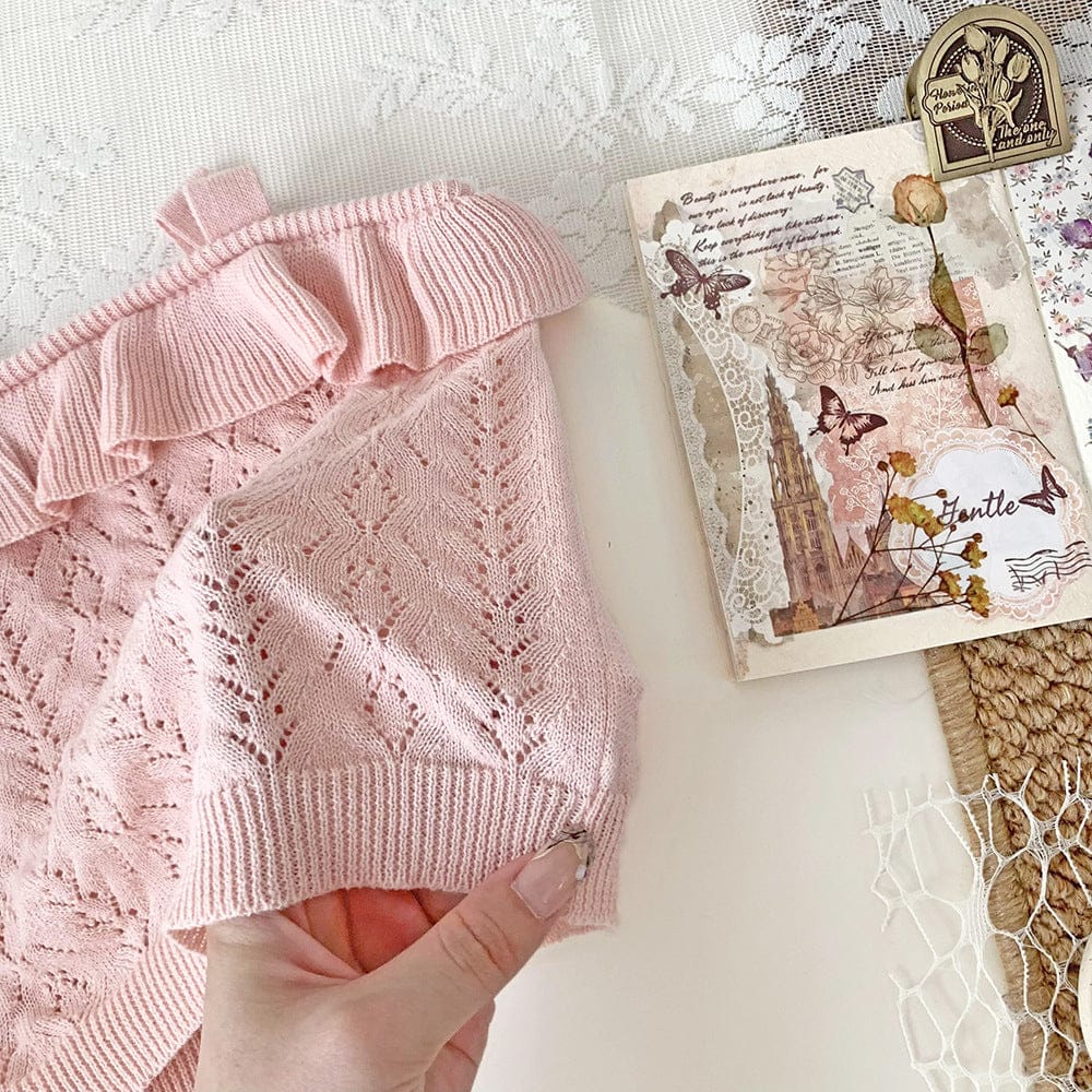 タンクトップ・キャミソール・ノースリーブトップス フリルキャミソールサマーニットトップス【mh0010437】