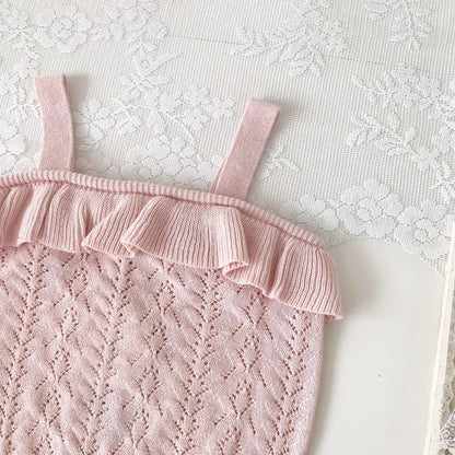 タンクトップ・キャミソール・ノースリーブトップス フリルキャミソールサマーニットトップス【mh0010437】