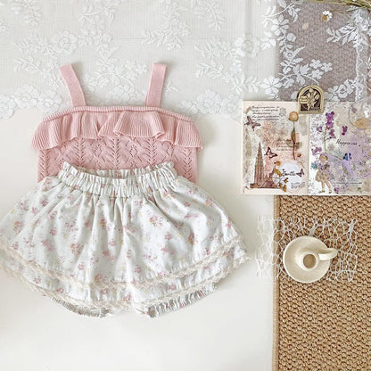 タンクトップ・キャミソール・ノースリーブトップス フリルキャミソールサマーニットトップス【mh0010437】