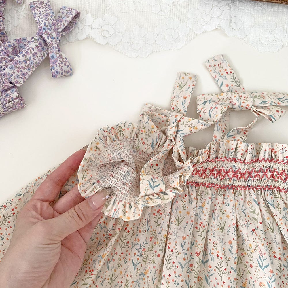 タンクトップ・キャミソール・ノースリーブトップス フラワープリントリボンショルダーチュニックブラウス【mh0010441】