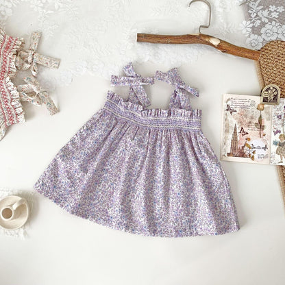 タンクトップ・キャミソール・ノースリーブトップス フラワープリントリボンショルダーチュニックブラウス【mh0010441】