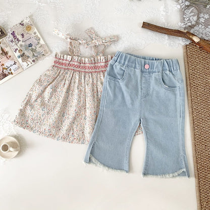 タンクトップ・キャミソール・ノースリーブトップス フラワープリントリボンショルダーチュニックブラウス【mh0010441】