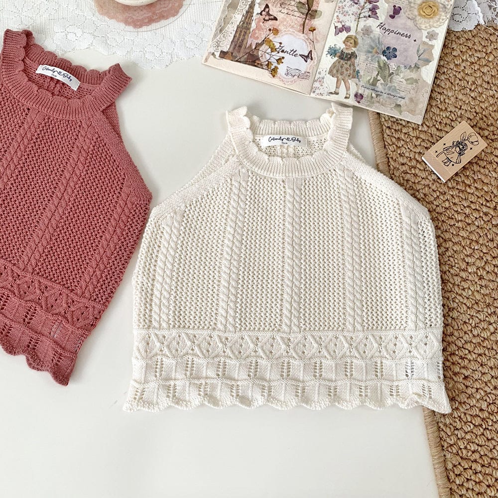 タンクトップ・キャミソール・ノースリーブトップス サマーニットタンクトップ【mh0010448】