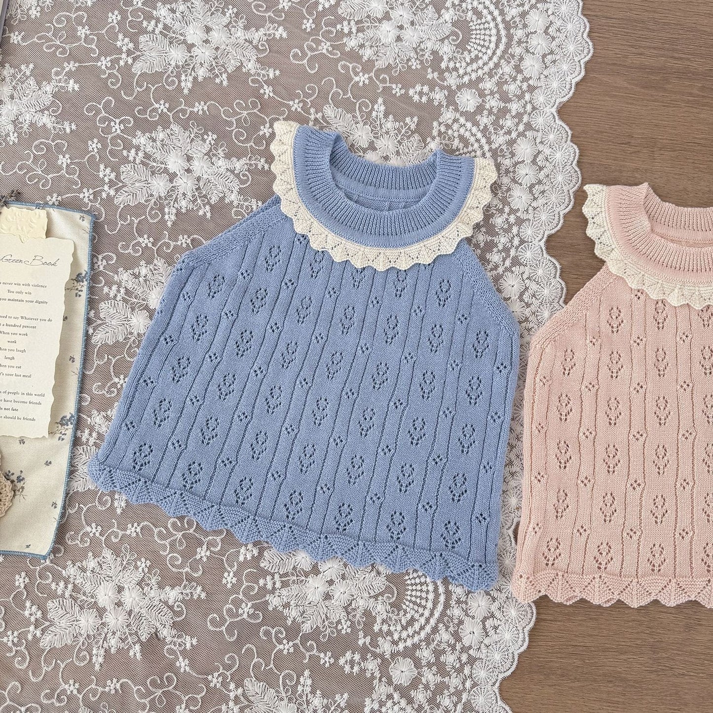 タンクトップ・キャミソール・ノースリーブトップス レースニットサマータンクトップ【mh0010451】