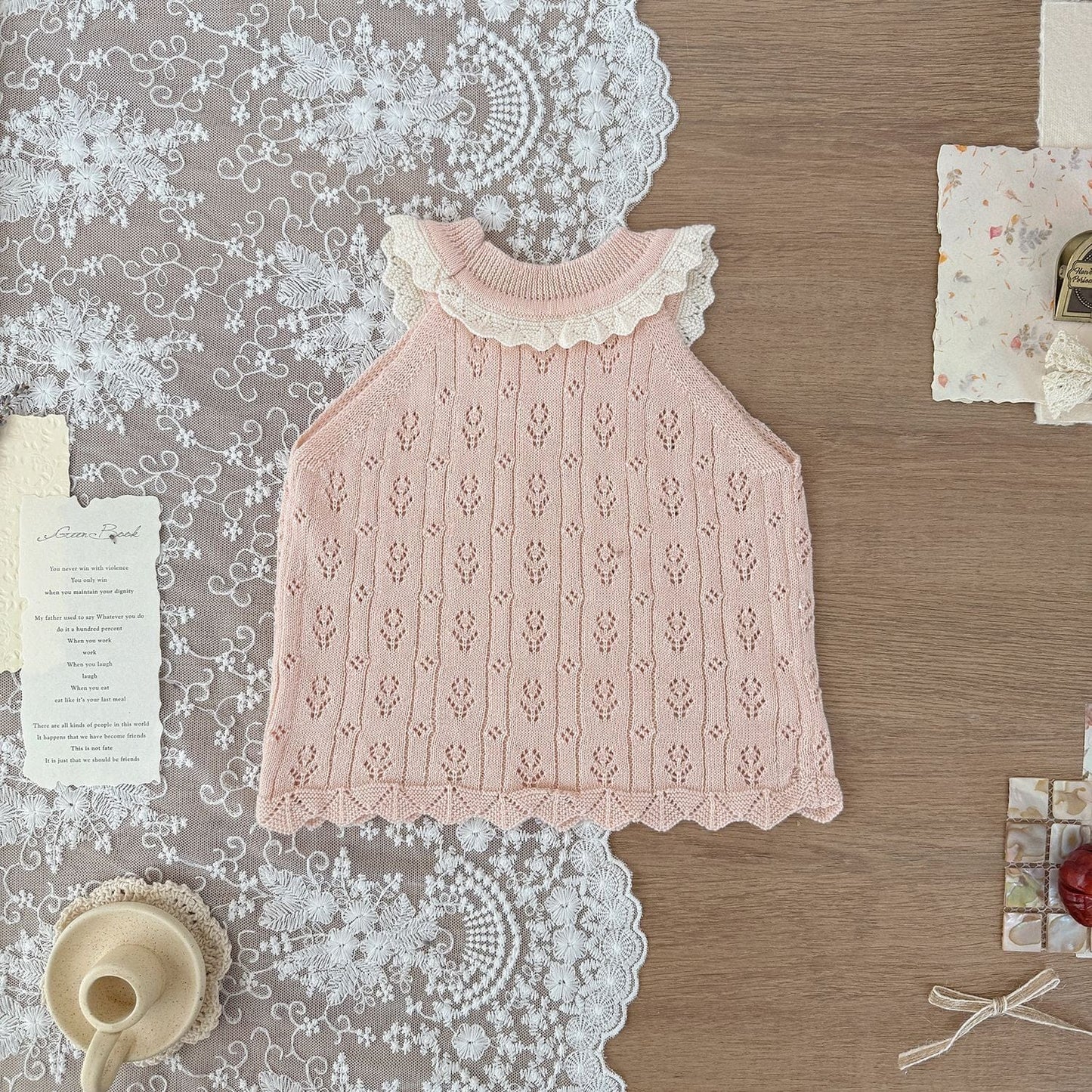 タンクトップ・キャミソール・ノースリーブトップス レースニットサマータンクトップ【mh0010451】