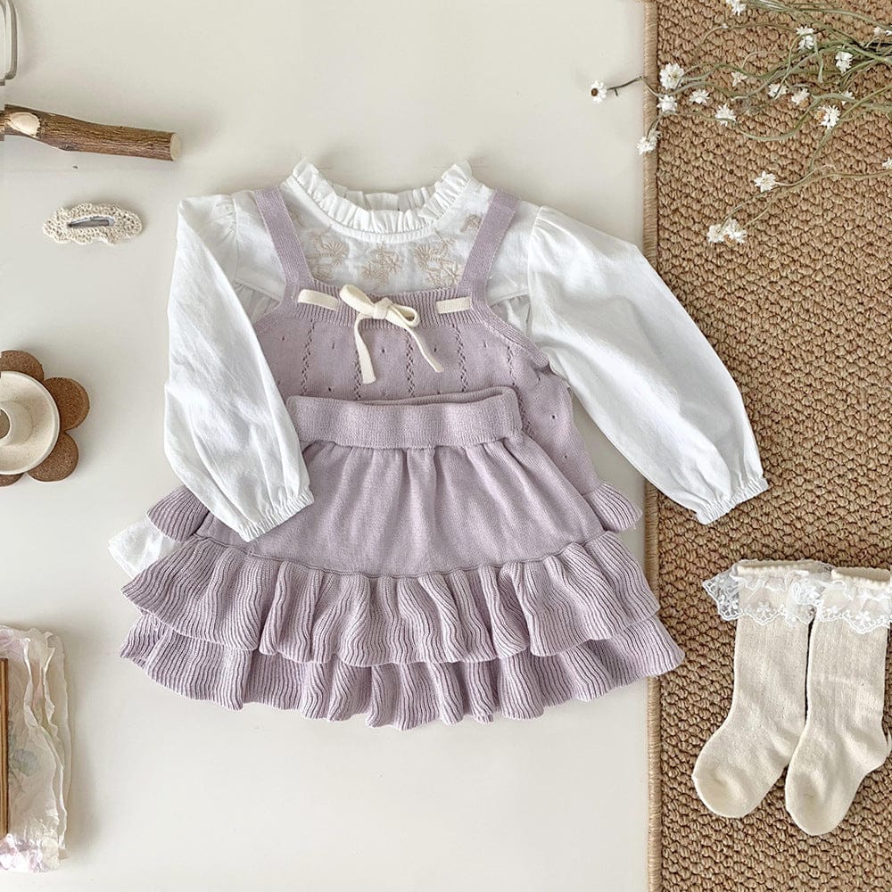 ノースリーブセットアップ 裾フリルリボンサマーニットキャミソールセットアップ【mh0010452】