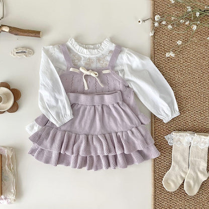 ノースリーブセットアップ 裾フリルリボンサマーニットキャミソールセットアップ【mh0010452】