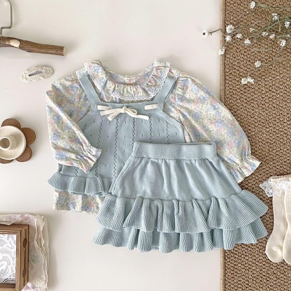 ノースリーブセットアップ 裾フリルリボンサマーニットキャミソールセットアップ【mh0010452】