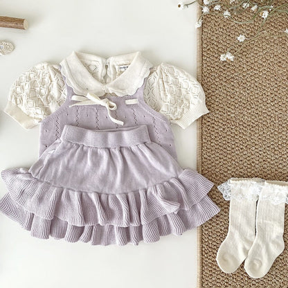 ノースリーブセットアップ 裾フリルリボンサマーニットキャミソールセットアップ【mh0010452】