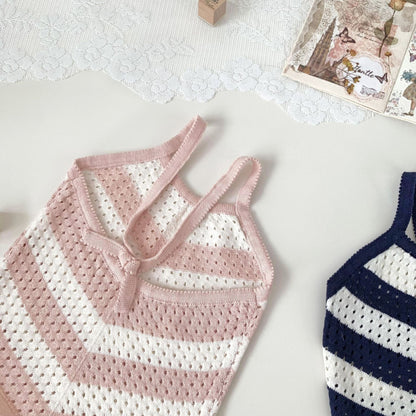 タンクトップ・キャミソール・ノースリーブトップス レースニットホルターネックタンクトップ【mh0010453】