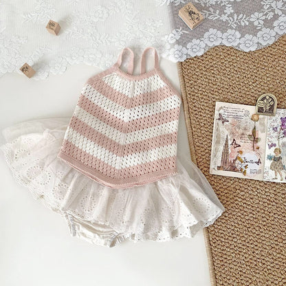 タンクトップ・キャミソール・ノースリーブトップス レースニットホルターネックタンクトップ【mh0010453】