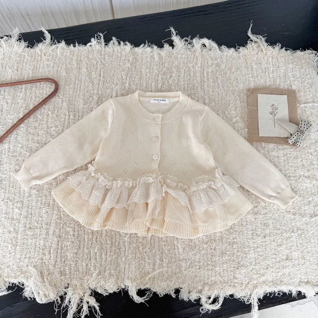 カーディガン・パーカー レースニットフリルペプラムカーディガントップス【mh0011145】