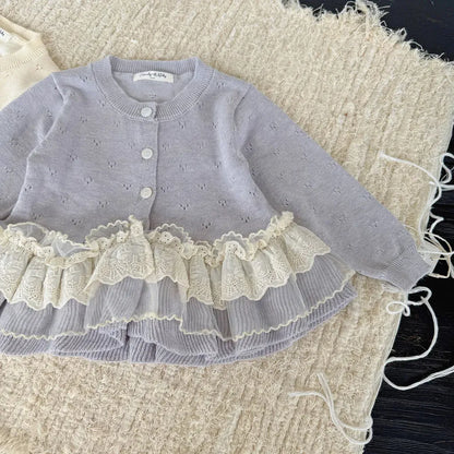 カーディガン・パーカー レースニットフリルペプラムカーディガントップス【mh0011145】