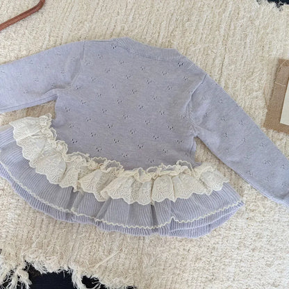 カーディガン・パーカー レースニットフリルペプラムカーディガントップス【mh0011145】