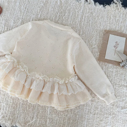 カーディガン・パーカー レースニットフリルペプラムカーディガントップス【mh0011145】