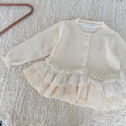 カーディガン・パーカー レースニットフリルペプラムカーディガントップス【mh0011145】