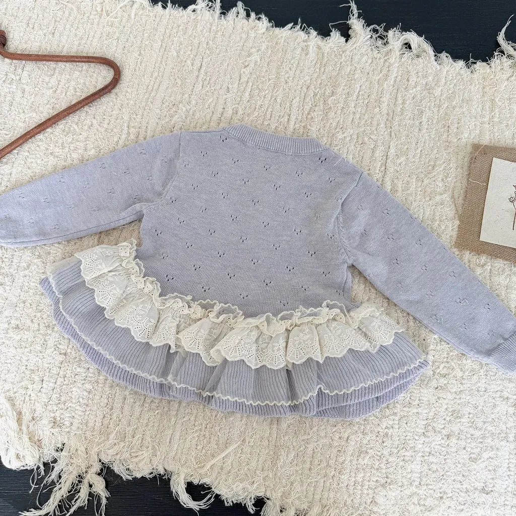 カーディガン・パーカー レースニットフリルペプラムカーディガントップス【mh0011145】