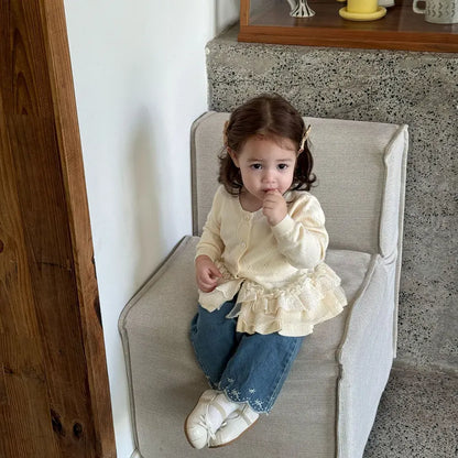 カーディガン・パーカー レースニットフリルペプラムカーディガントップス【mh0011145】