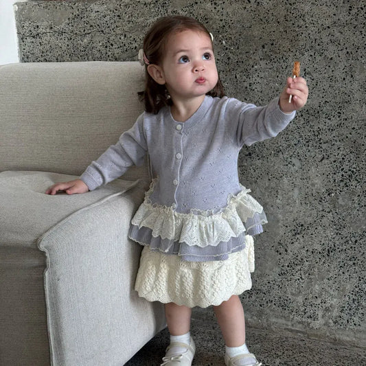 カーディガン・パーカー レースニットフリルペプラムカーディガントップス【mh0011145】