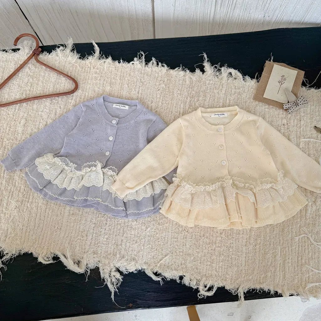 カーディガン・パーカー レースニットフリルペプラムカーディガントップス【mh0011145】