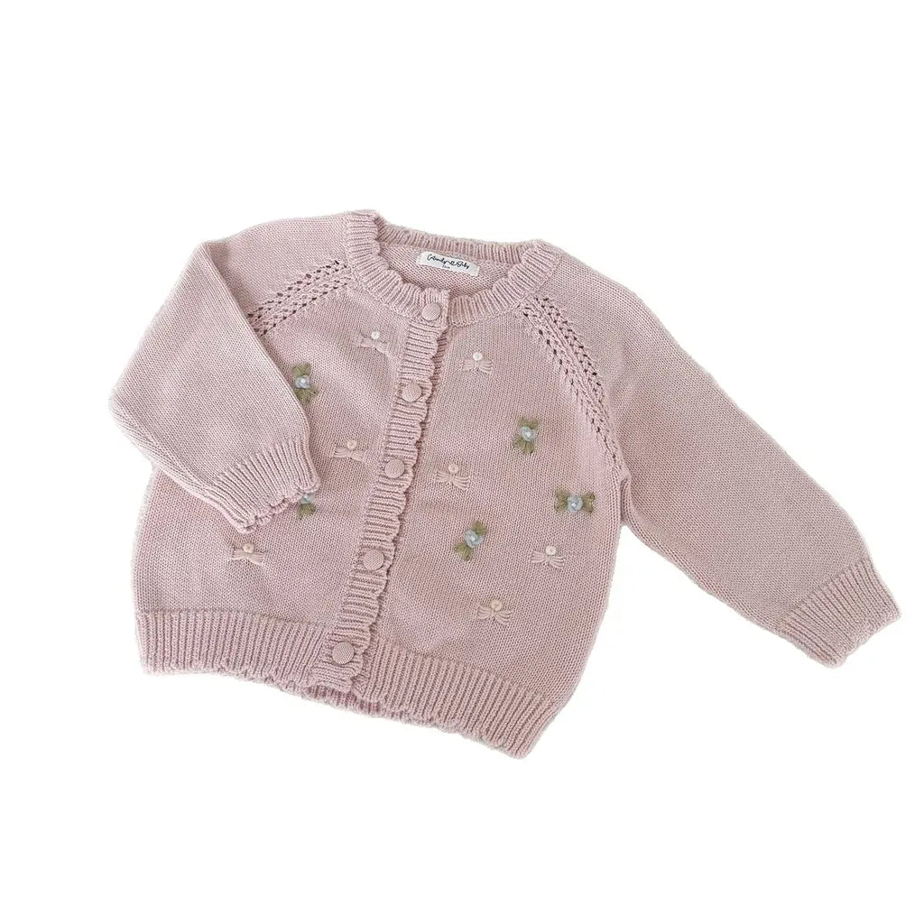 カーディガン・パーカー フラワー刺繍ニットカーディガン【mh0011146】