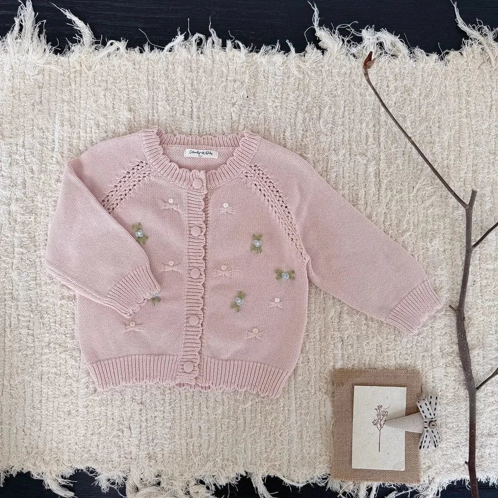 カーディガン・パーカー フラワー刺繍ニットカーディガン【mh0011146】