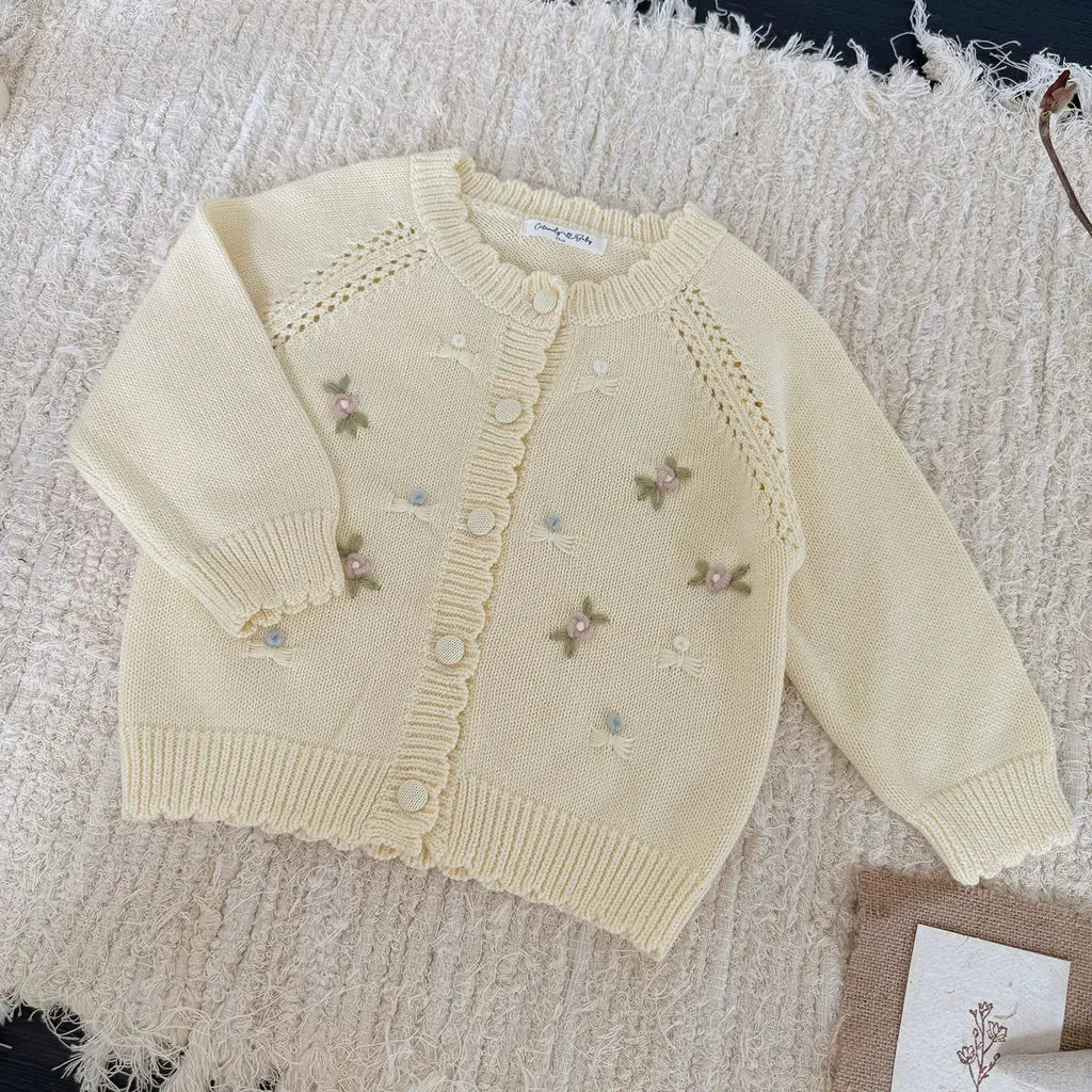 カーディガン・パーカー フラワー刺繍ニットカーディガン【mh0011146】