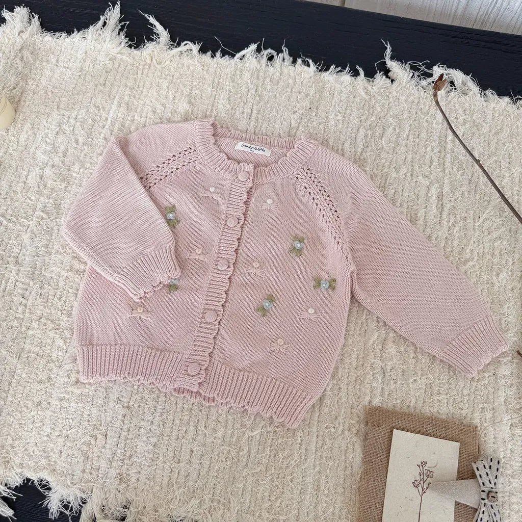 カーディガン・パーカー フラワー刺繍ニットカーディガン【mh0011146】