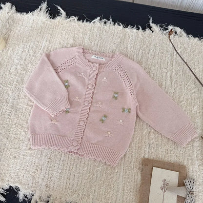 カーディガン・パーカー フラワー刺繍ニットカーディガン【mh0011146】