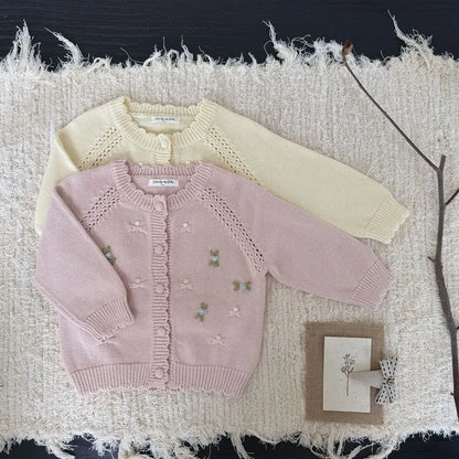 カーディガン・パーカー フラワー刺繍ニットカーディガン【mh0011146】