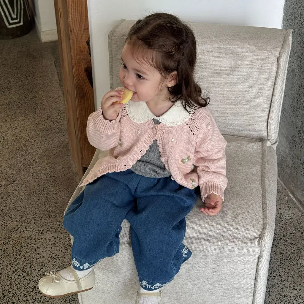 カーディガン・パーカー フラワー刺繍ニットカーディガン【mh0011146】