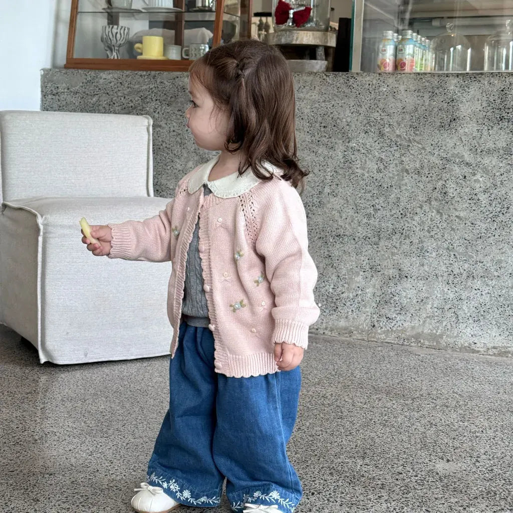 カーディガン・パーカー フラワー刺繍ニットカーディガン【mh0011146】