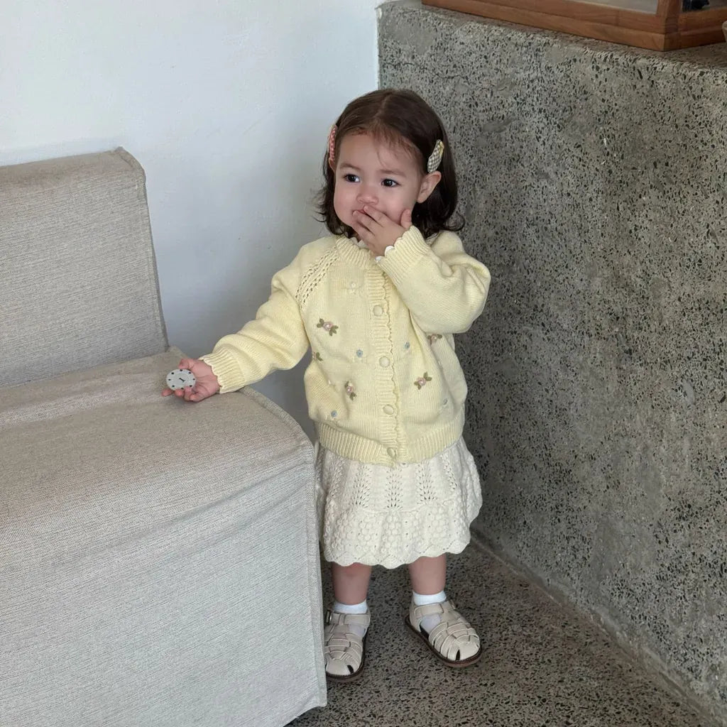 カーディガン・パーカー フラワー刺繍ニットカーディガン【mh0011146】