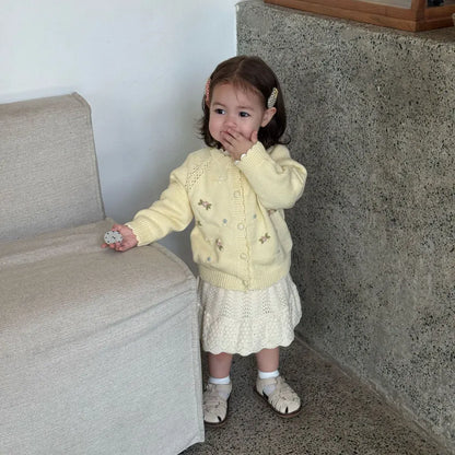 カーディガン・パーカー フラワー刺繍ニットカーディガン【mh0011146】