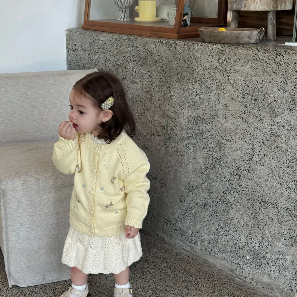 カーディガン・パーカー フラワー刺繍ニットカーディガン【mh0011146】