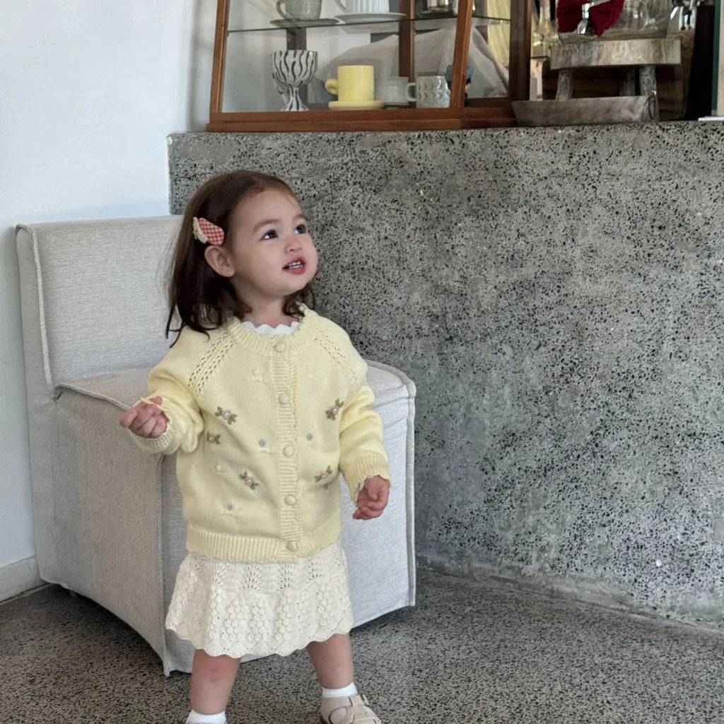 カーディガン・パーカー フラワー刺繍ニットカーディガン【mh0011146】