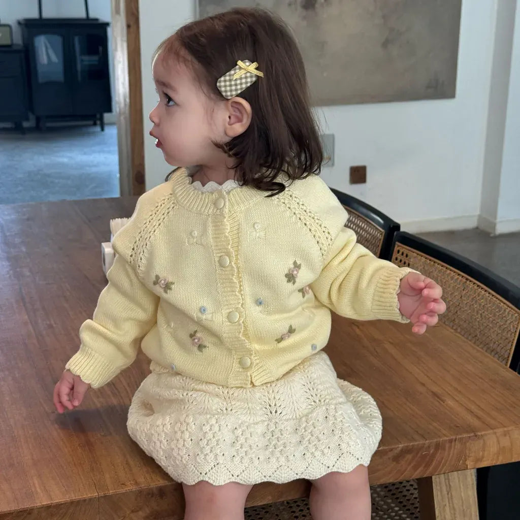 カーディガン・パーカー フラワー刺繍ニットカーディガン【mh0011146】