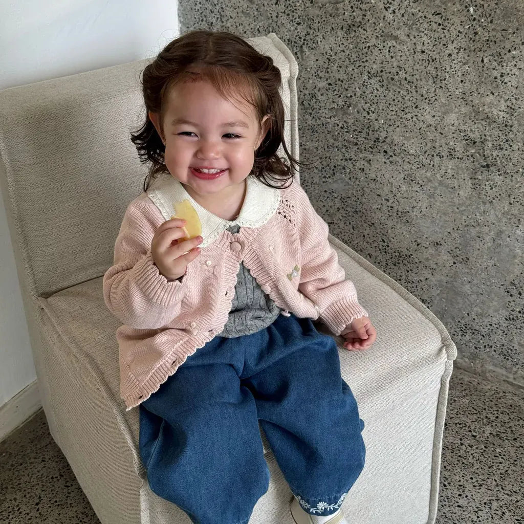 カーディガン・パーカー フラワー刺繍ニットカーディガン【mh0011146】